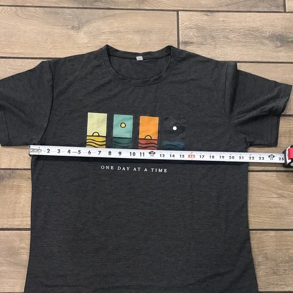One Day at a Time Graphic T-Shirt - Charcoal. $5 Sale - Picture 7 of 8